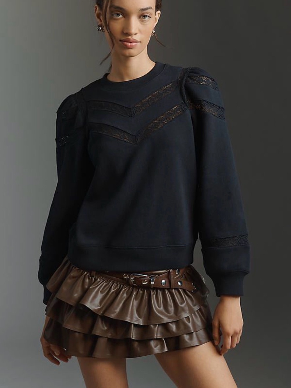 Rails Isles Lace Inset Cotton Sweatshirt
